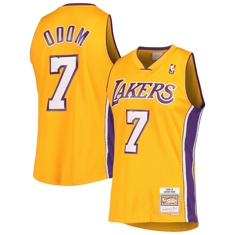 Men's Los Angeles Lakers Lamar Odom Mitchell & Ness Gold 2009/10 Hardwood Classics Swingman Jersey