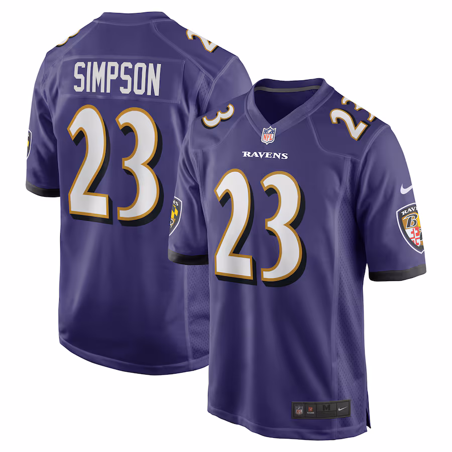 Men's Baltimore Ravens Trenton Simpson Nike Purple Team Game Jersey