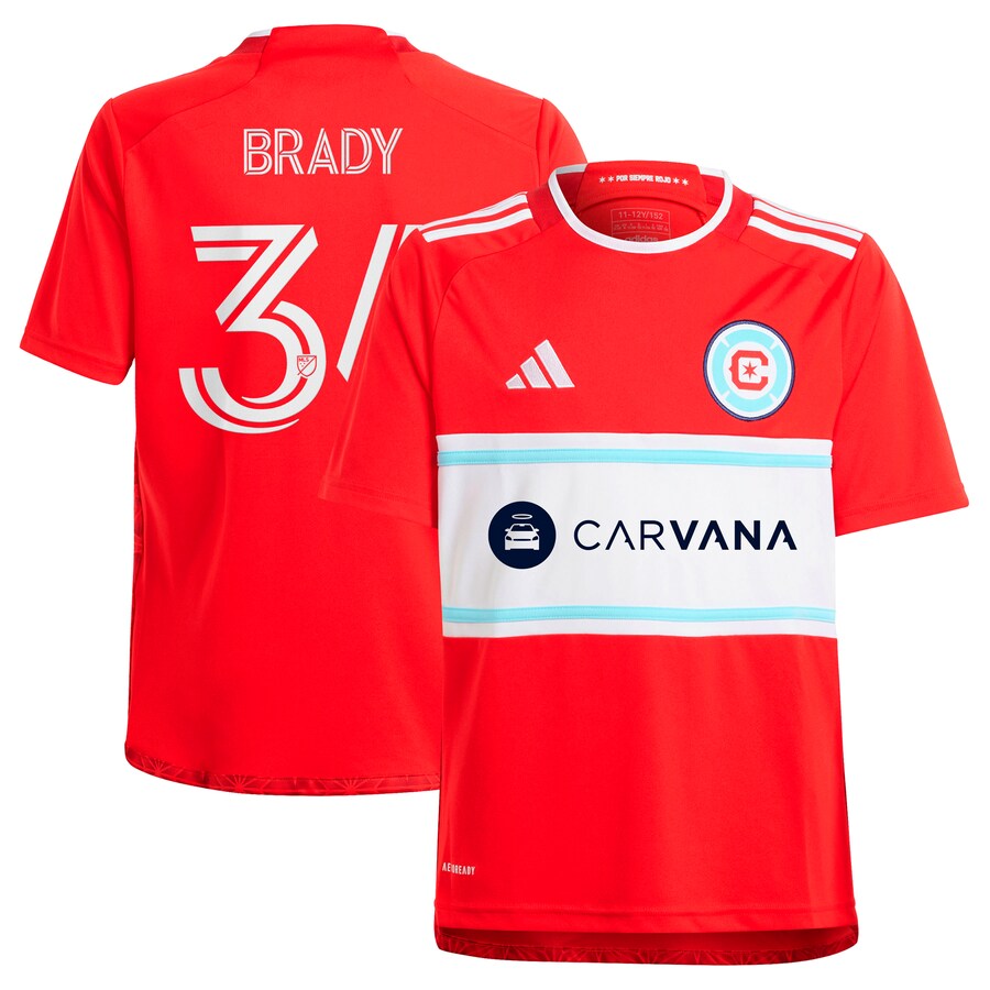 Youth Chicago Fire Chris Brady adidas Red 2024 Return To Red Replica Player Jersey