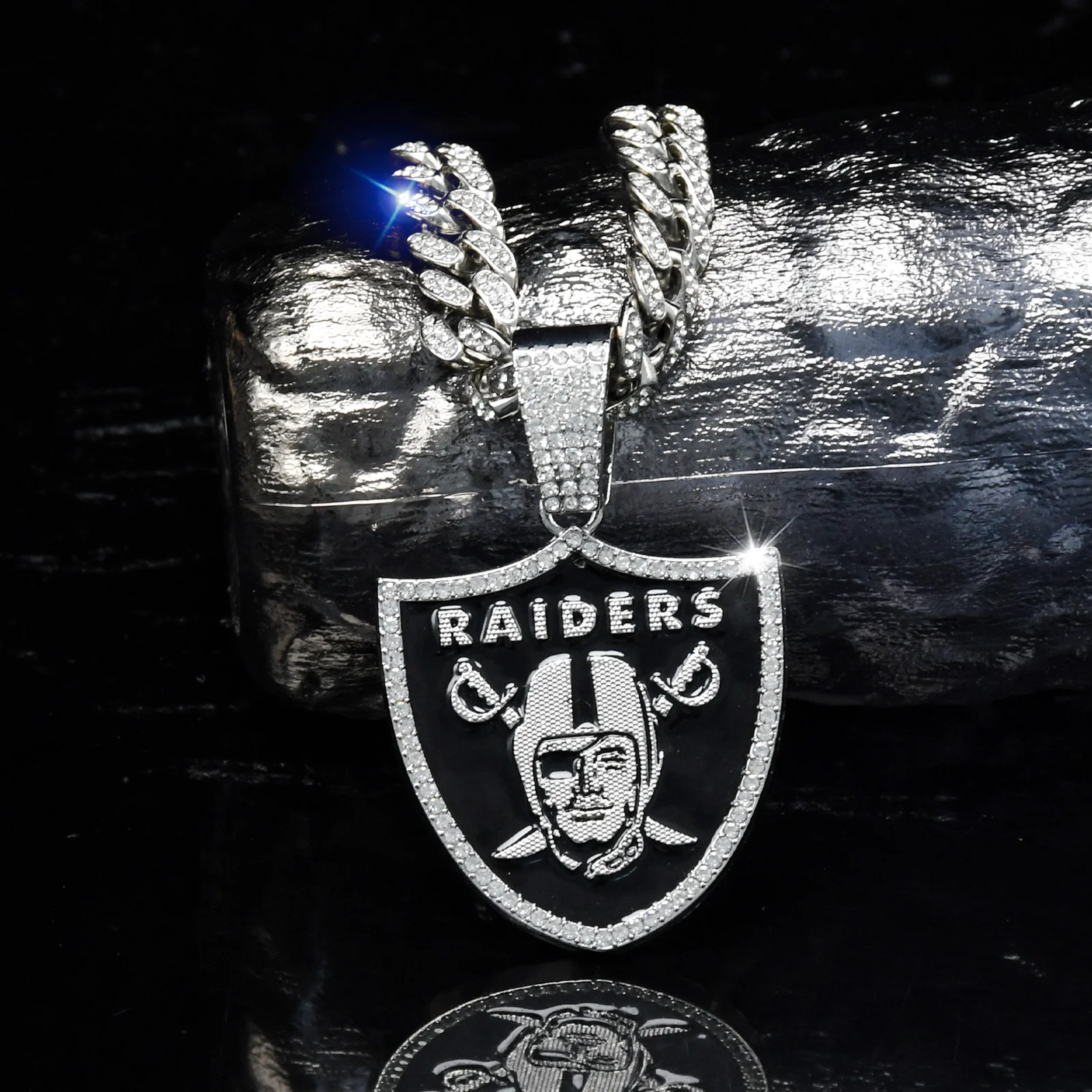 Las Vegas Raiders Football Necklace