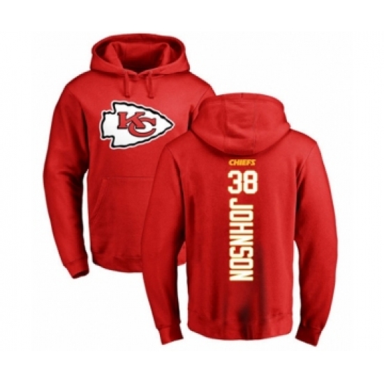Football Kansas City Chiefs #38 Dontae Johnson Red Backer Pullover Hoodie