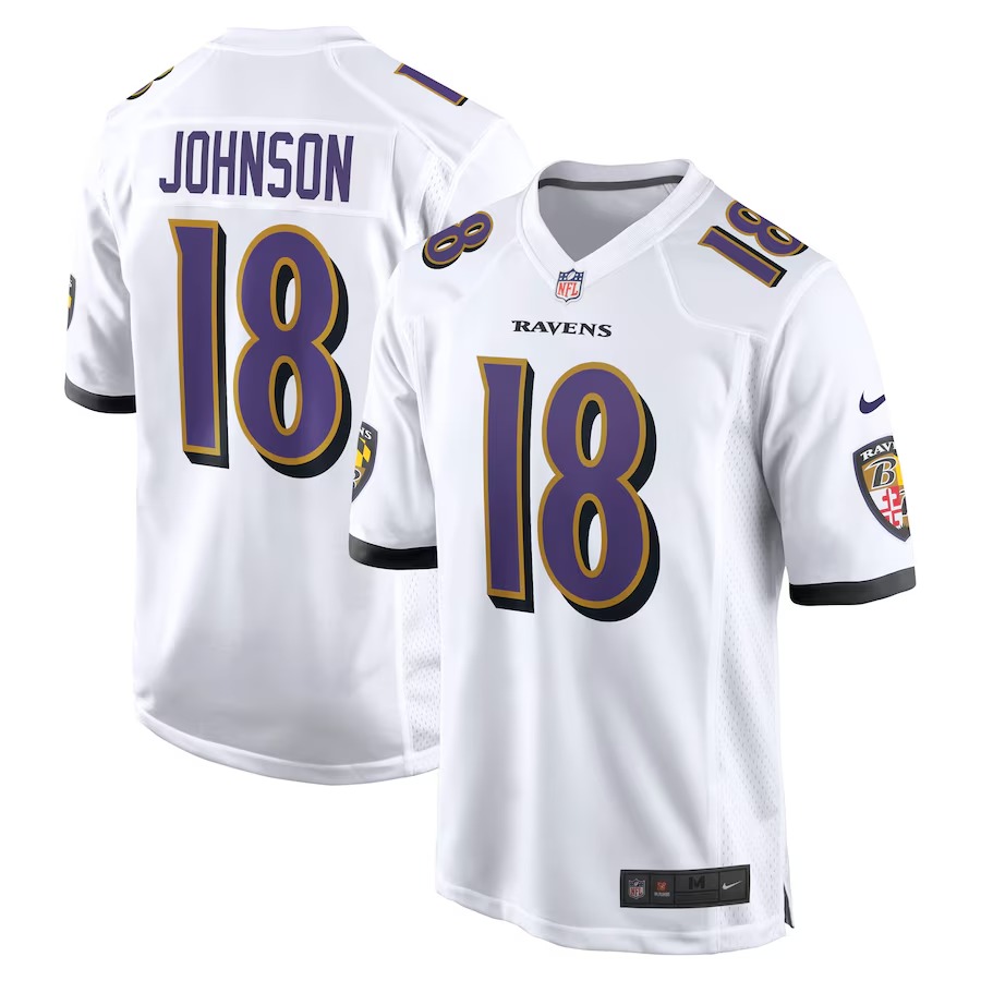 Men's Baltimore Ravens Diontae Johnson Nike White Player Game Jersey