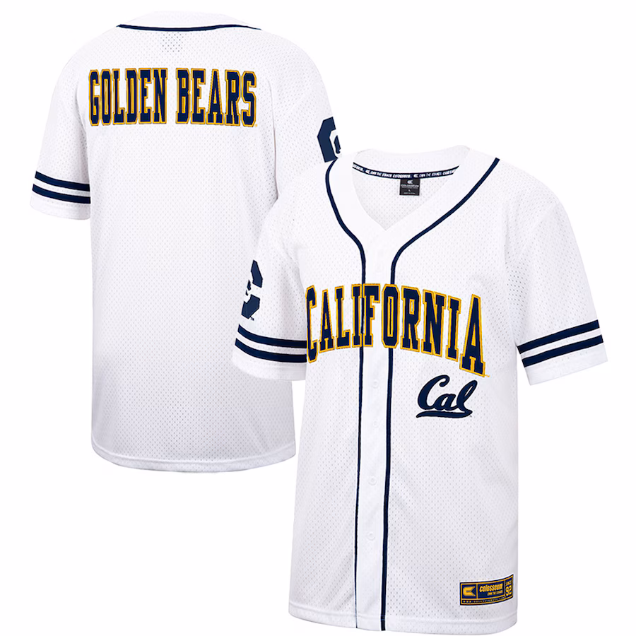 Men's Colosseum White Cal Bears Free Spirited Mesh Button-Up Baseball Jersey