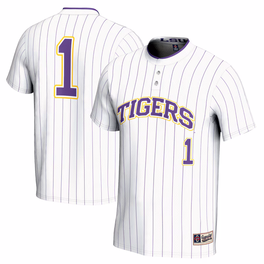 #1 LSU Tigers GameDay Greats Unisex Lightweight Softball Jersey - White