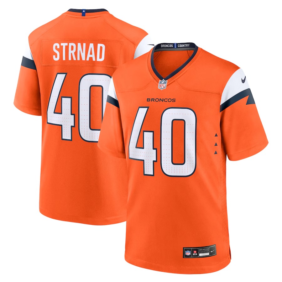 Men's Denver Broncos Justin Strnad Nike Orange Team Game Jersey
