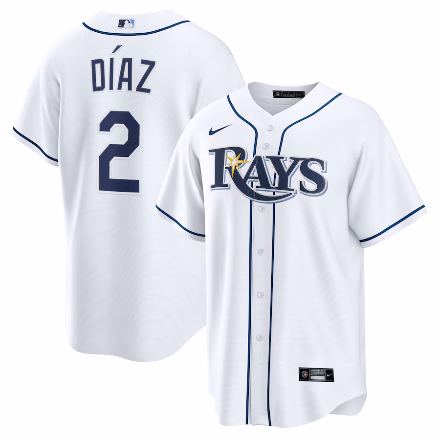 Youth Tampa Bay Rays Yandy Díaz Nike White Home Replica Jersey