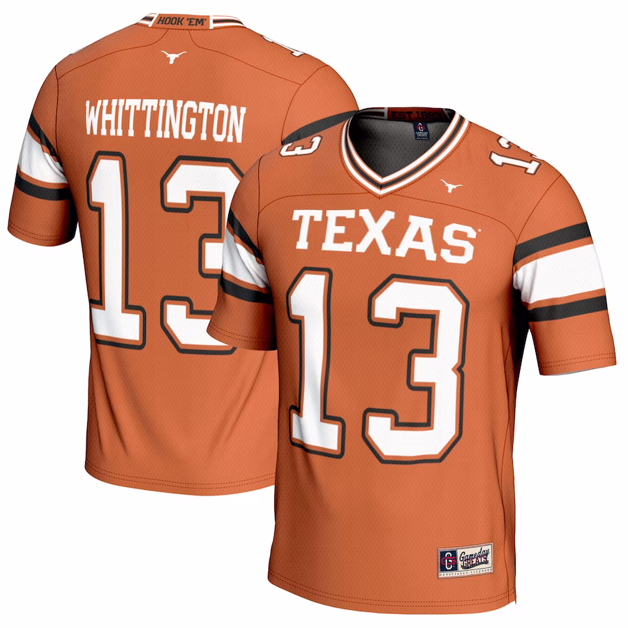 Jordan Whittington Texas Longhorns GameDay Greats Youth NIL Player Football Jersey - Texas Orange