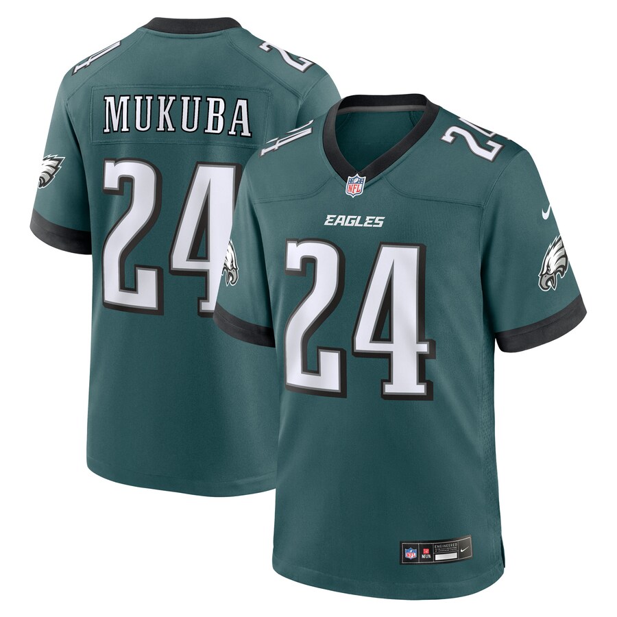 Men's Philadelphia Eagles Andrew Mukuba Nike Midnight Green Team Game Jersey