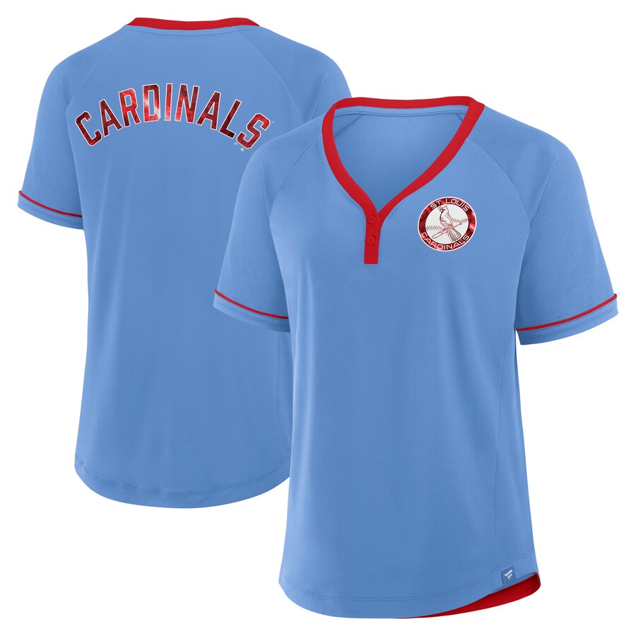 Women's St. Louis Cardinals Fanatics Light Blue Cooperstown Collection League Diva V-Neck T-Shirt