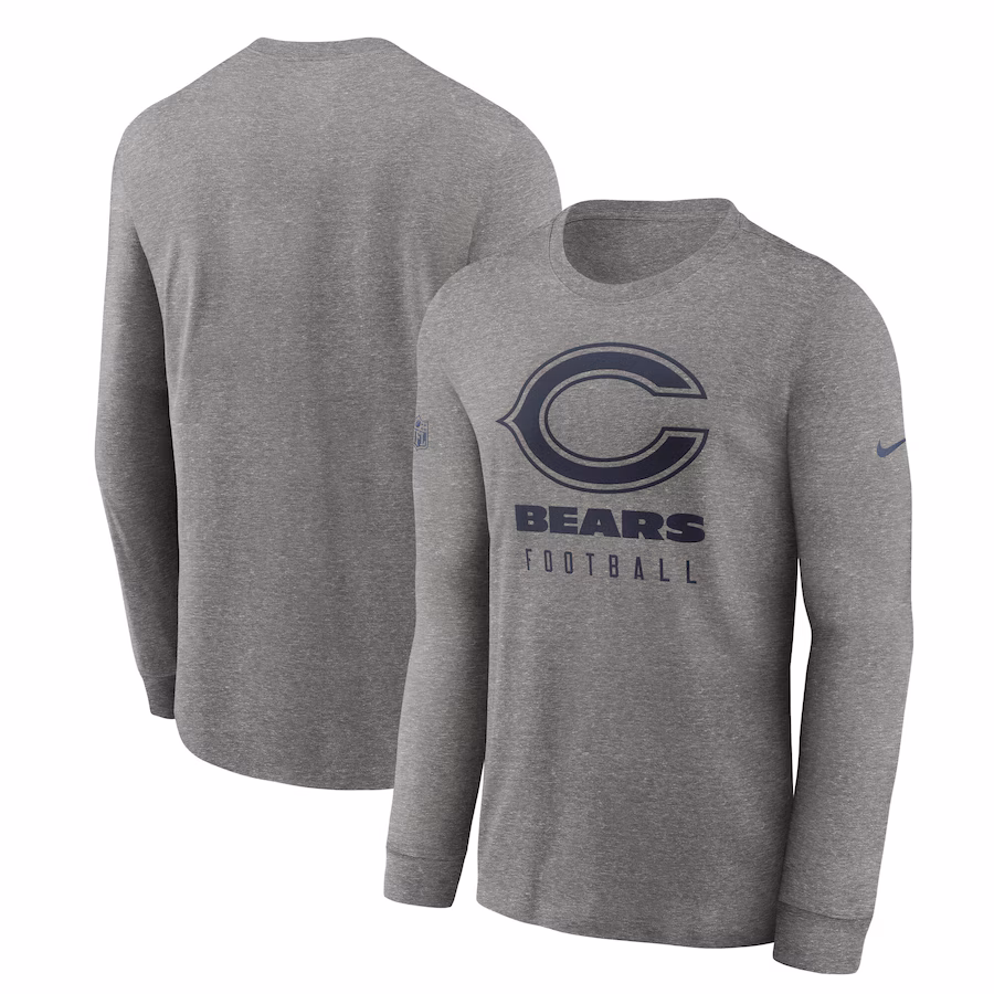 Men's Chicago Bears Fanatics Navy/Orange Hashmark Raglan T-Shirt