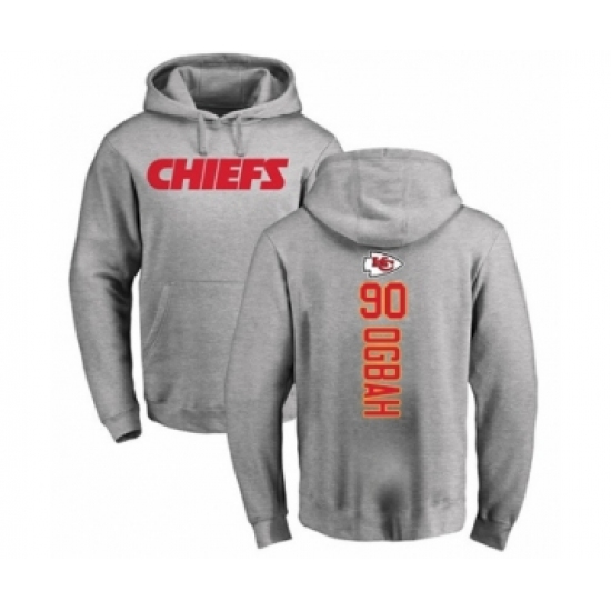 Football Kansas City Chiefs #90 Emmanuel Ogbah Ash Backer Pullover Hoodie