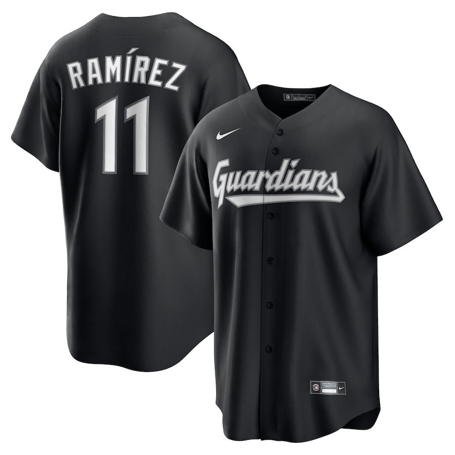 Men's Cleveland Guardians José Ramírez Nike Black Lights Out Replica Player Jersey