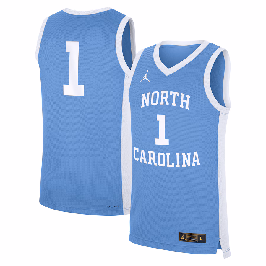 Men's Jordan Brand #1 Carolina Blue North Carolina Tar Heels Alternate Replica Jersey