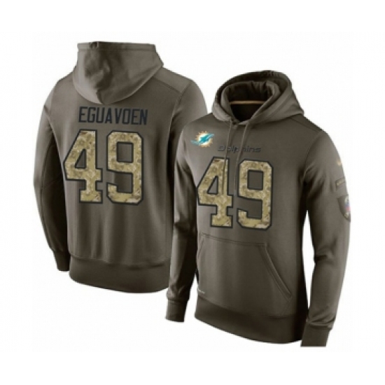 Football Miami Dolphins #49 Sam Eguavoen Green Salute To Service Men's Pullover Hoodie