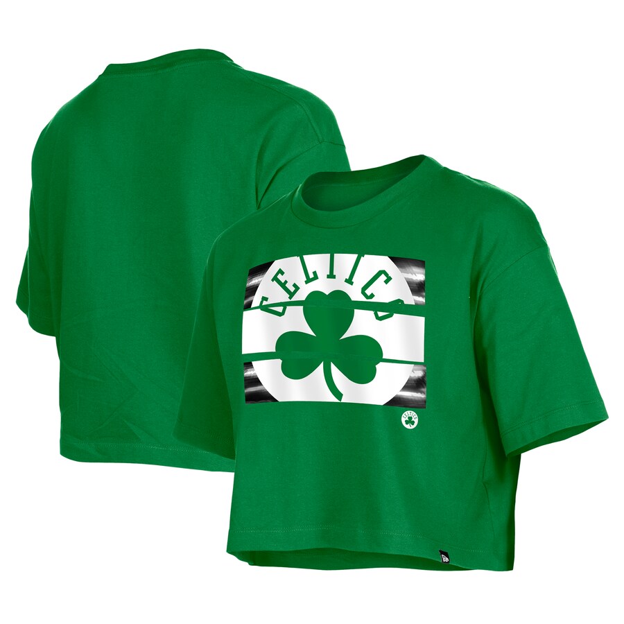 Women's Boston Celtics New Era Kelly Green Oversized Boxy Crop T-Shirt