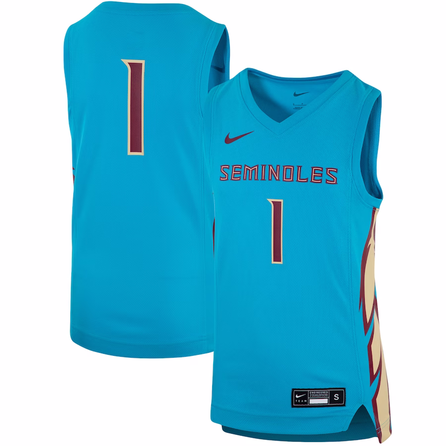 #1 Florida State Seminoles Nike Youth Seminoles Heritage Team Replica Basketball Jersey - Turquoise