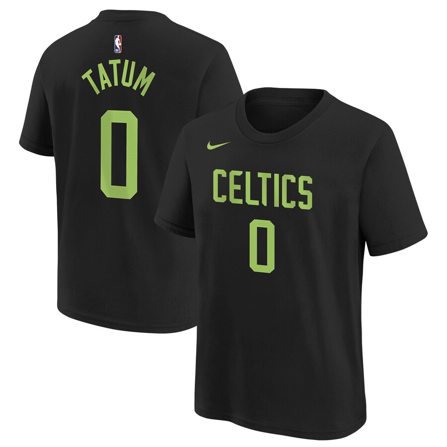 Youth Boston Celtics Jayson Tatum Nike Black 2024/25 City Edition Name & Number T-Shirt