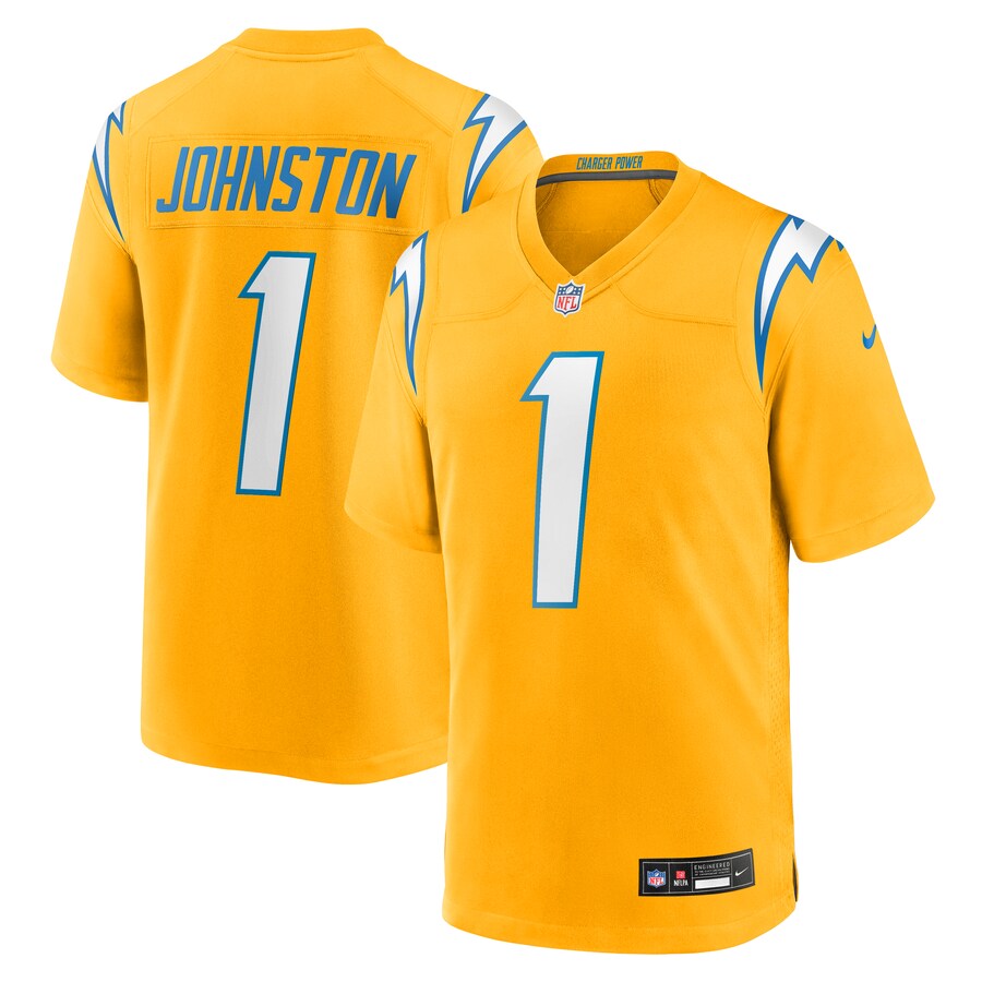 Men's Los Angeles Chargers Quentin Johnston Nike Gold Alternate Charger Power Game Player Jersey
