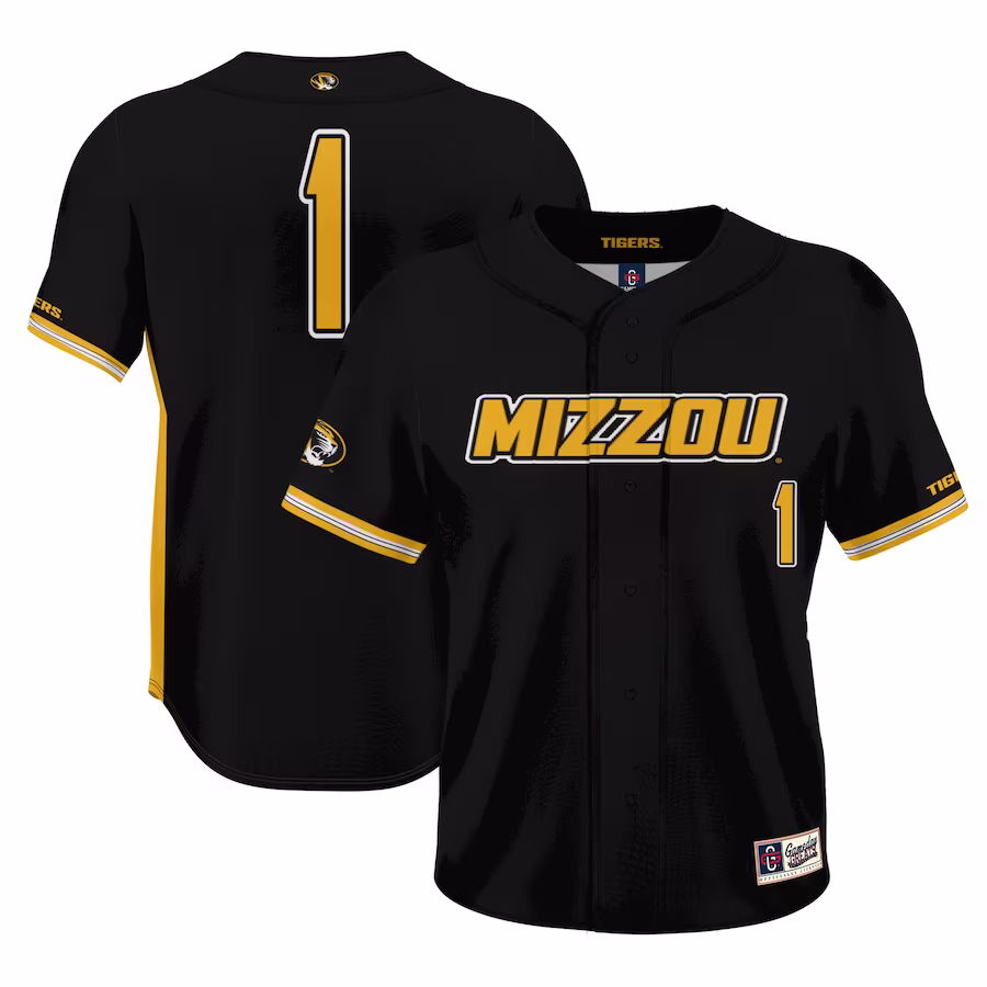 #1 Missouri Tigers GameDay Greats Lightweight Baseball Jersey - Black
