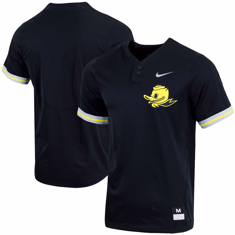 Oregon Ducks Nike Replica Two-Button Baseball Jersey - Black