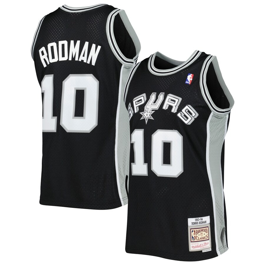 Men's San Antonio Spurs Dennis Rodman Mitchell & Ness Black 2001/02 Hardwood Classics Swingman Jersey