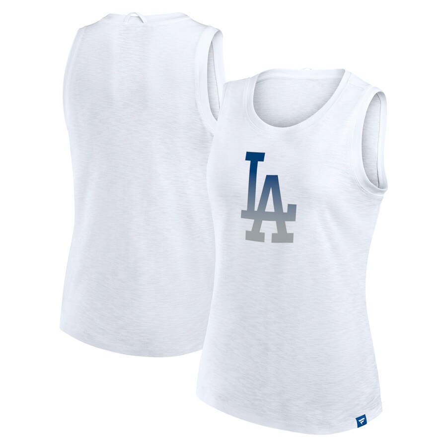 Women's Los Angeles Dodgers Fanatics White Activate Slub Tank Top