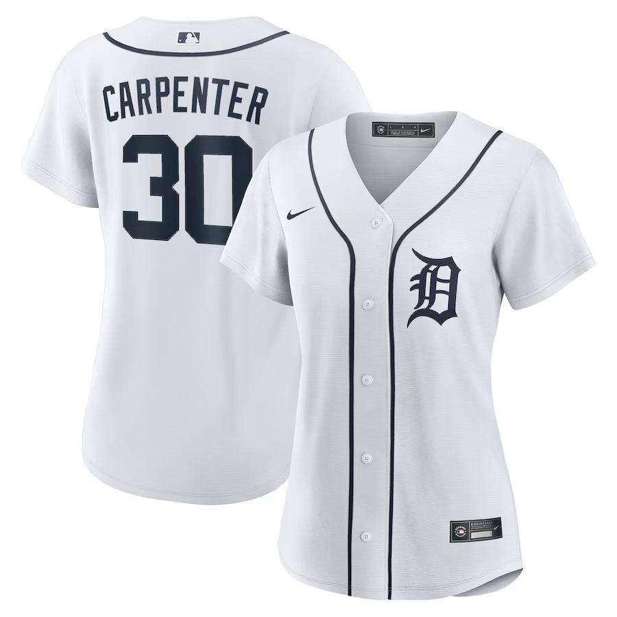 Women's Detroit Tigers Kerry Carpenter Nike White Home Replica Jersey
