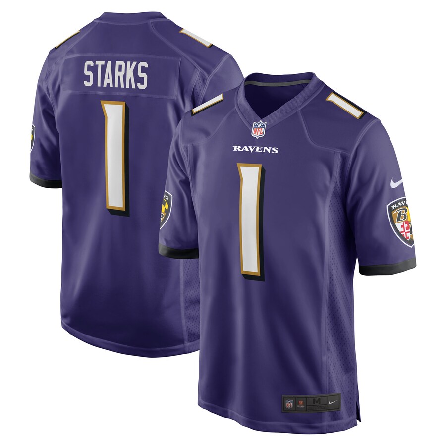 Men's Baltimore Ravens Malaki Starks Nike Purple 2025 NFL Draft First Round Pick Game Jersey