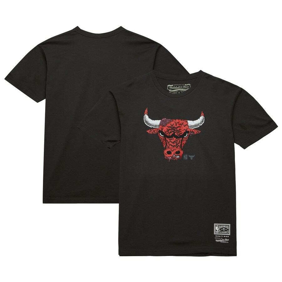 Men's Chicago Bulls  Mitchell & Ness Black Hardwood Classics Deconstructed T-Shirt