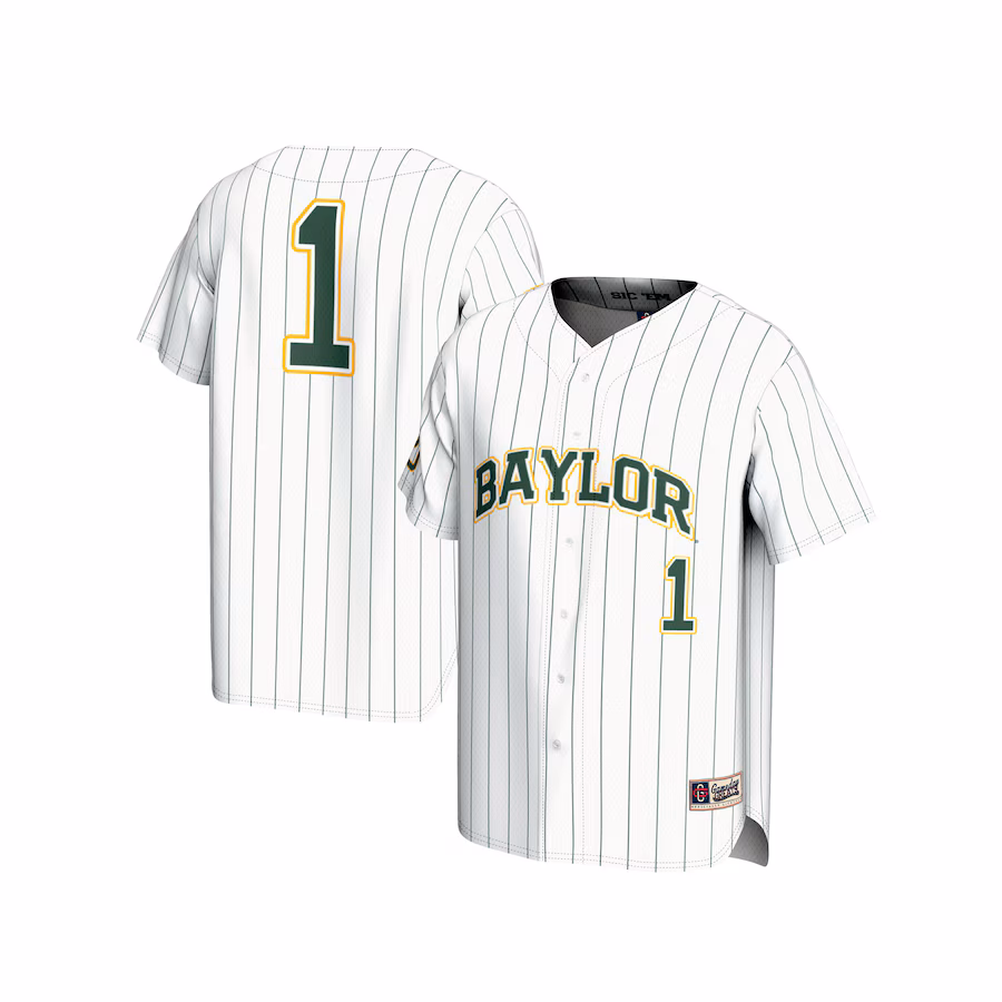 Unisex GameDay Greats  White #1 Baylor Bears Lightweight Baseball Fashion Jersey