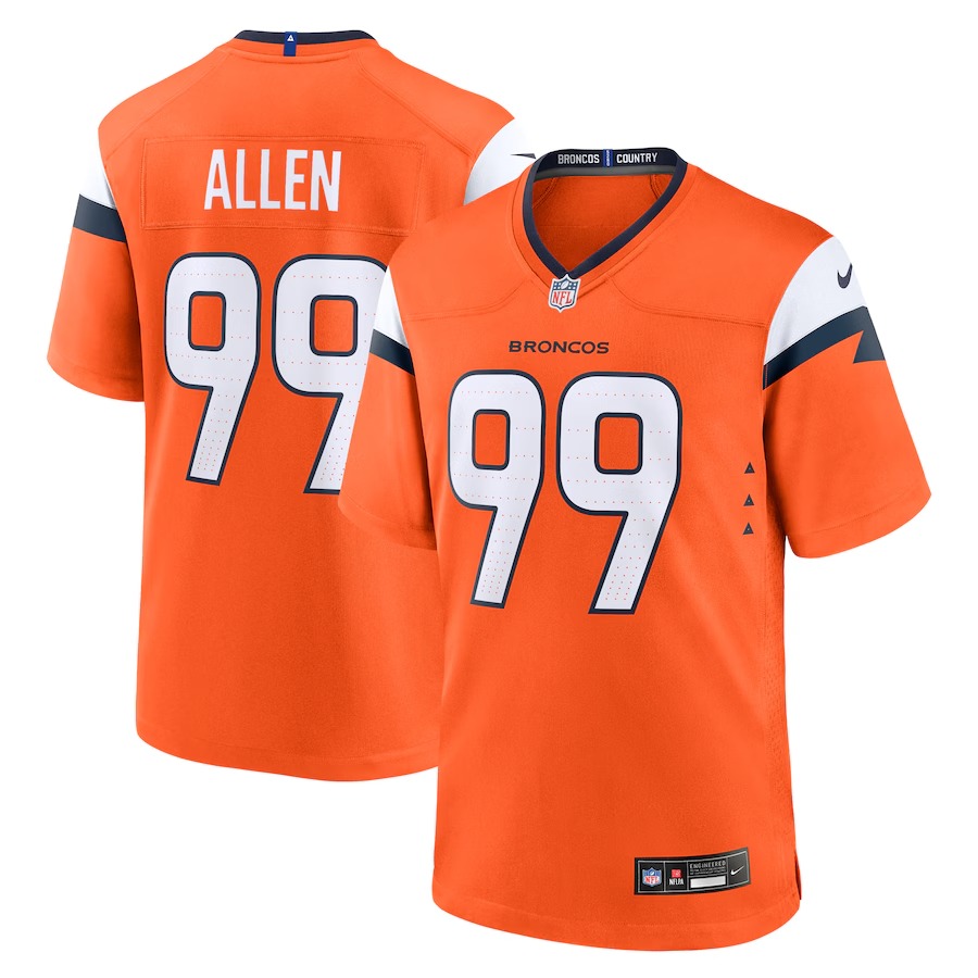 Men's Denver Broncos Zach Allen Nike Orange Team Game Jersey