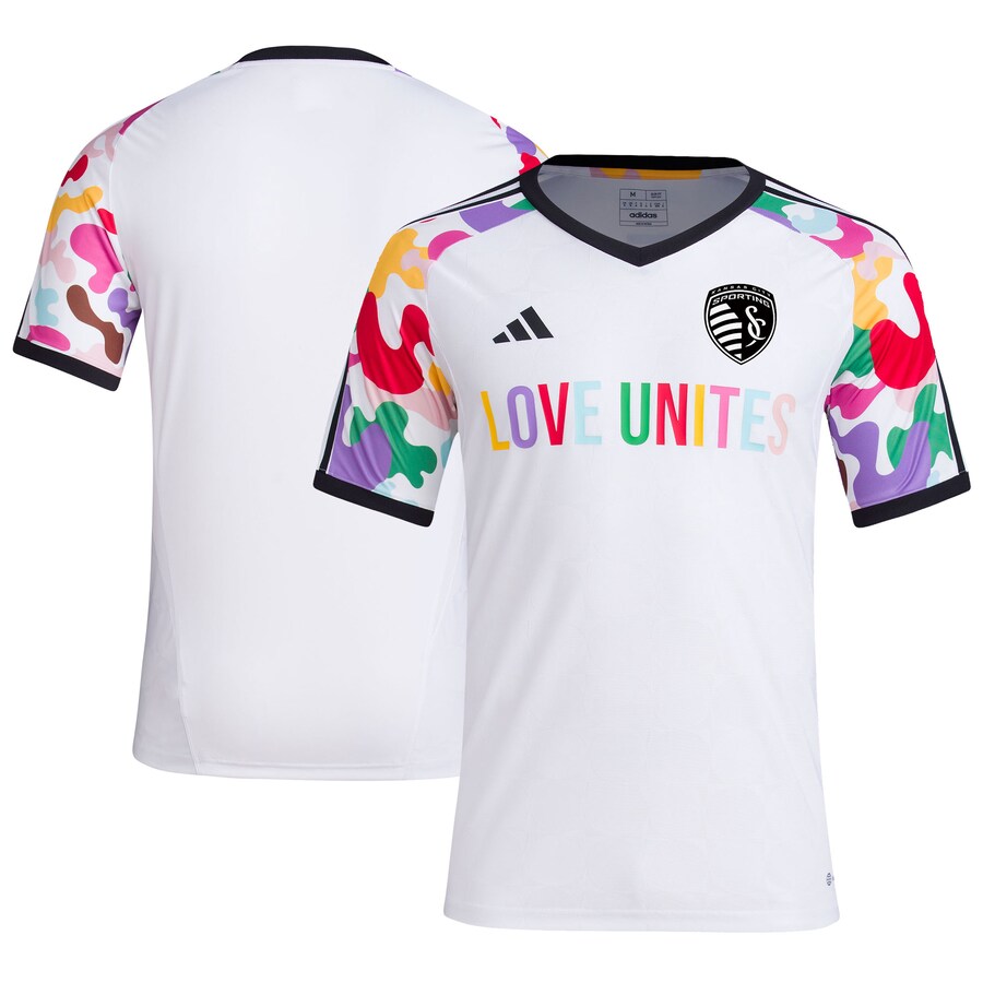 Men's Sporting Kansas City  adidas White 2023 Pride Pre-Match Top