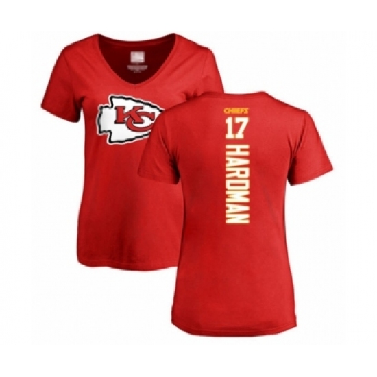 Football Women's Kansas City Chiefs #17 Mecole Hardman Red Backer T-Shirt