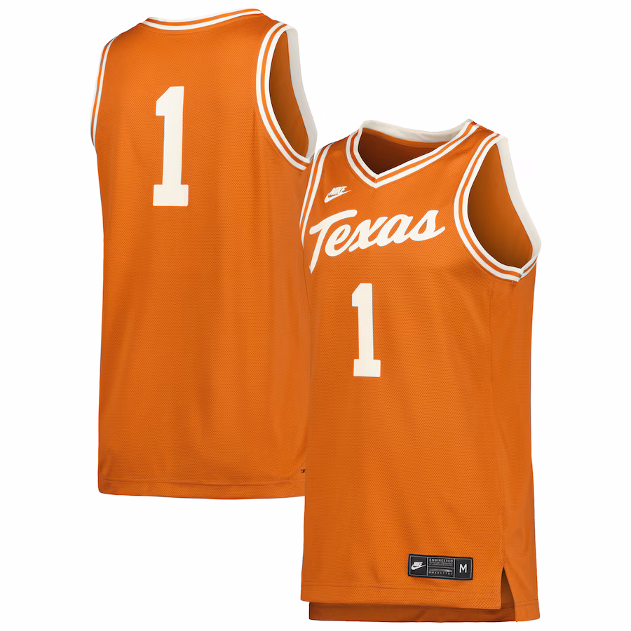 Men's Nike #1 Cream Texas Longhorns Retro Replica Basketball Jersey