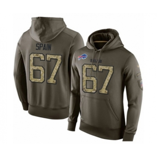 Football Men's Buffalo Bills #67 Quinton Spain Green Salute To Service Pullover Hoodie