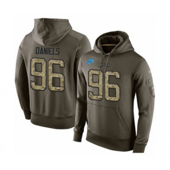 Football Men's Detroit Lions #96 Mike Daniels Green Salute To Service Pullover Hoodie