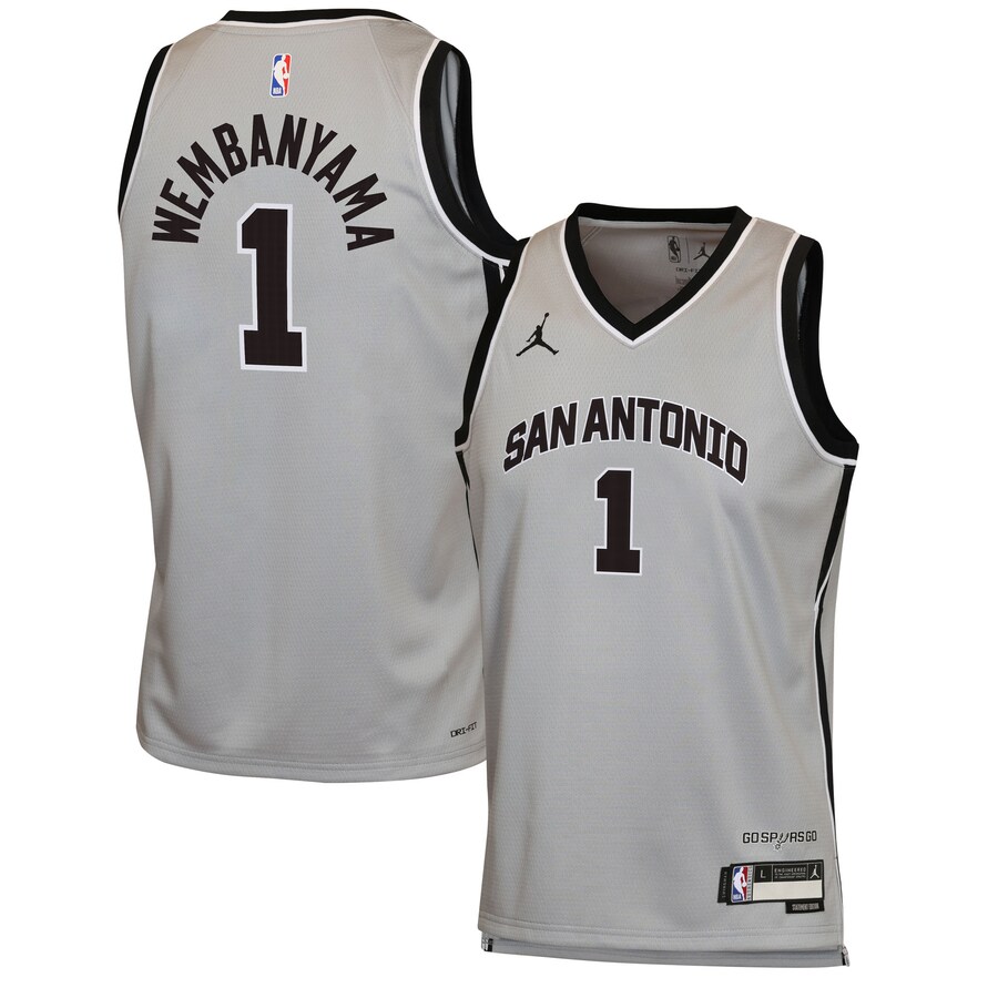 Youth San Antonio Spurs Victor Wembanyama Jordan Brand Silver Swingman Jersey - Statement Edition