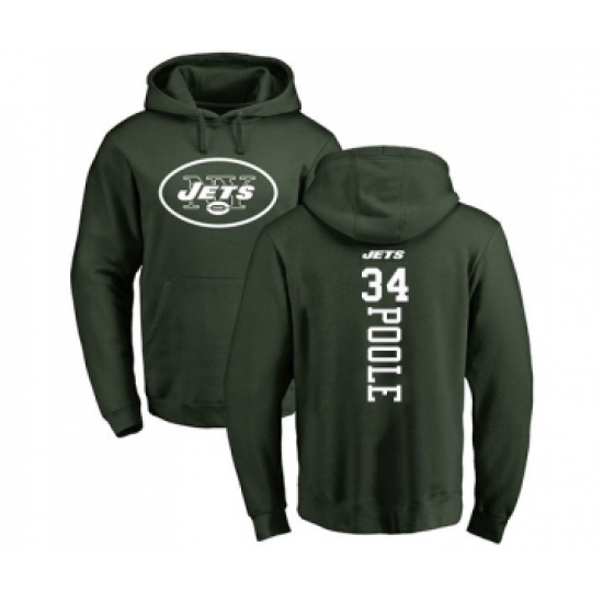 Football New York Jets #34 Brian Poole Green Backer Pullover Hoodie