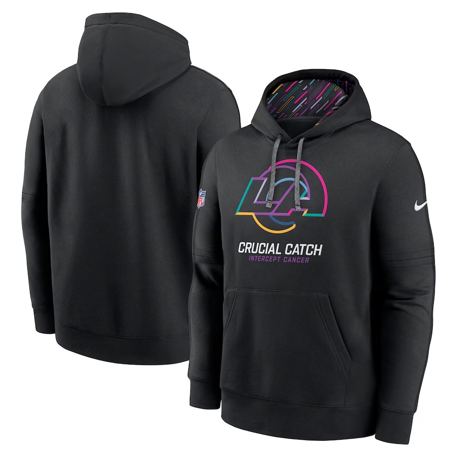 Men's Los Angeles Rams Nike Black 2024 NFL Crucial Catch Club Pullover Hoodie