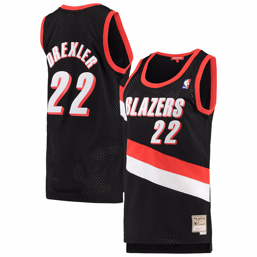 Women's Portland Trail Blazers Clyde Drexler Mitchell & Ness Black 1991/92 Hardwood Classics Swingman Jersey