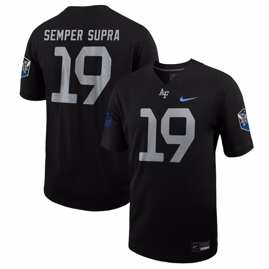 Men's Nike #19 Black Air Force Falcons Space Force Rivalry Alternate Game Football Jersey