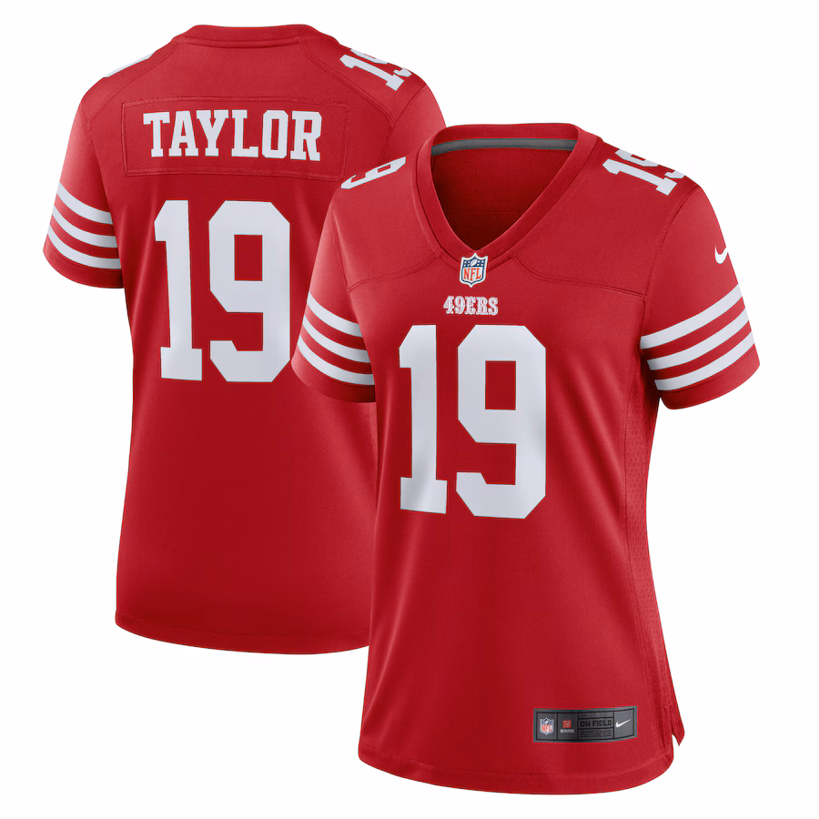 Women's San Francisco 49ers Trent Taylor Nike  Scarlet Team Game Jersey