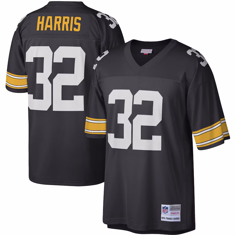 Men's Pittsburgh Steelers Franco Harris Mitchell & Ness Black Legacy Replica Jersey
