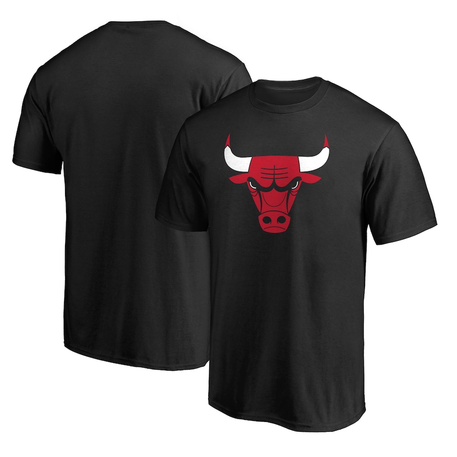Men's Chicago Bulls Black Primary Mascot Logo T-Shirt