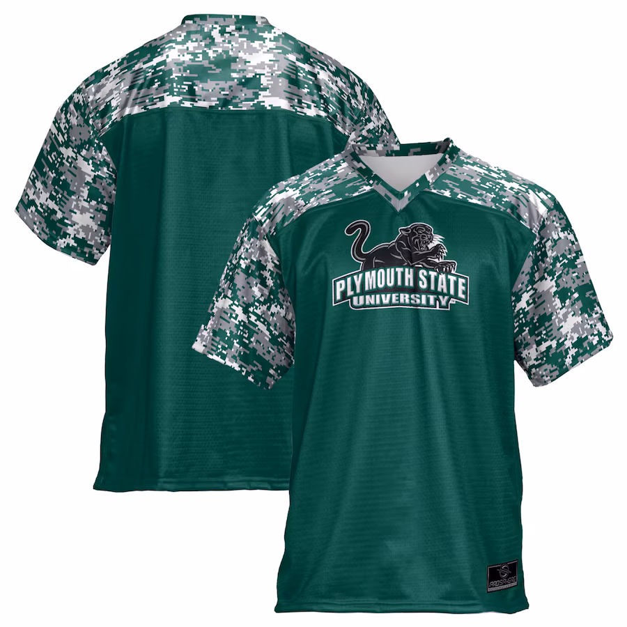 Men's ProSphere Green Plymouth State Panthers  Camo Football Jersey