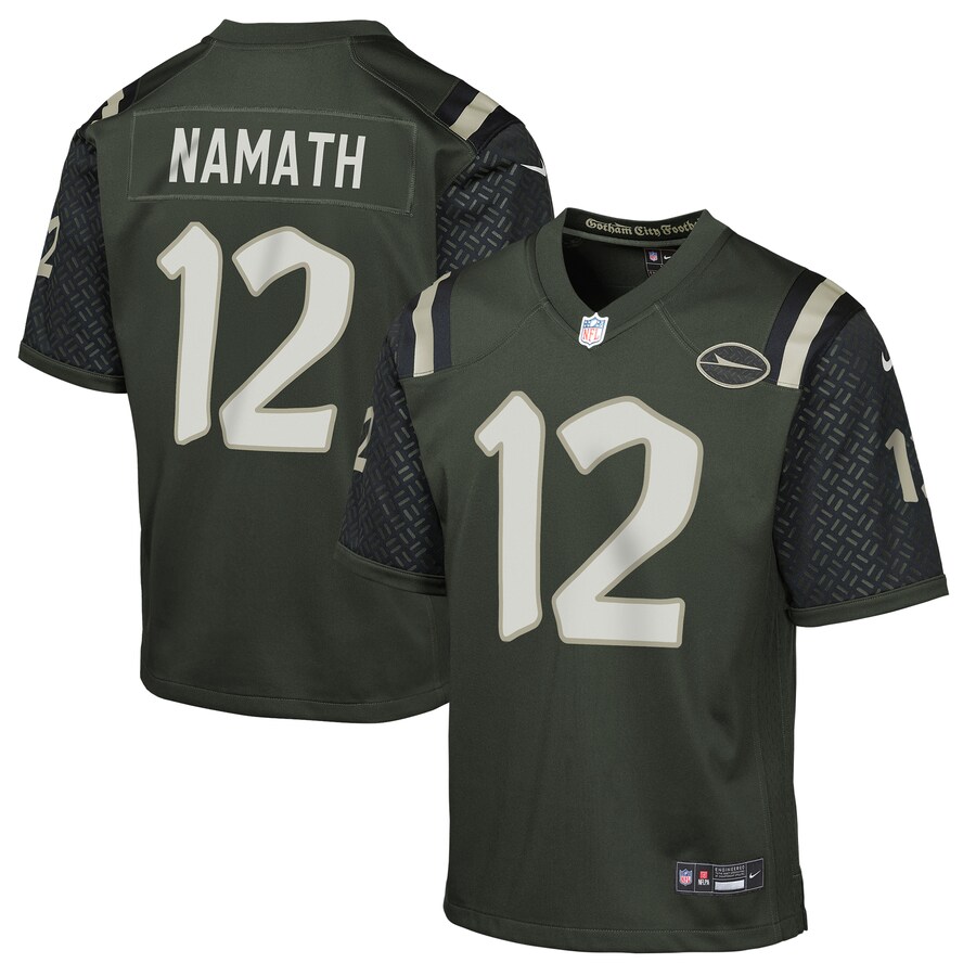 Youth New York Jets Joe Namath Nike Gotham Green 2025 Rivalries Collection Retired Player Game Jersey