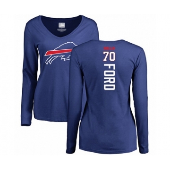 Football Women's Buffalo Bills #70 Cody Ford Royal Blue Backer Long Sleeve T-Shirt