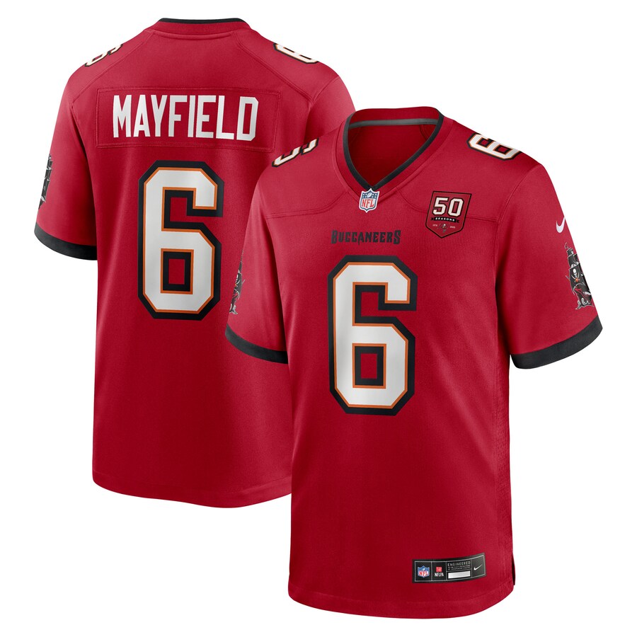 Men's Tampa Bay Buccaneers Baker Mayfield Nike Red 50th Season Team Game Jersey