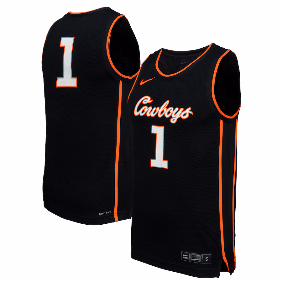 Men's Nike #1 Black Oklahoma State Cowboys  Replica Basketball Jersey