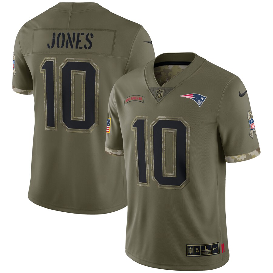 Men's New England Patriots Mac Jones Nike Olive Salute To Service Limited Jersey